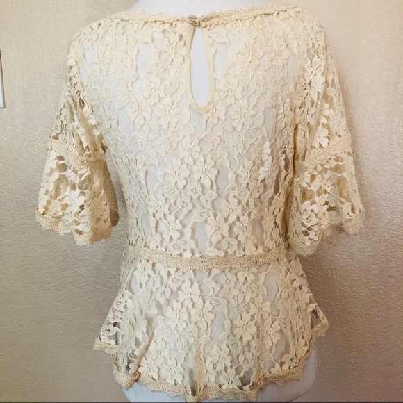 Free People ivory lace blouse size small - Picture 2 of 5